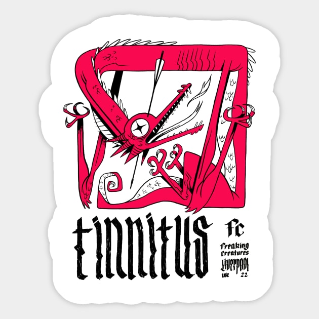 Tinnitus Dragon Sticker by Freaking Creatures